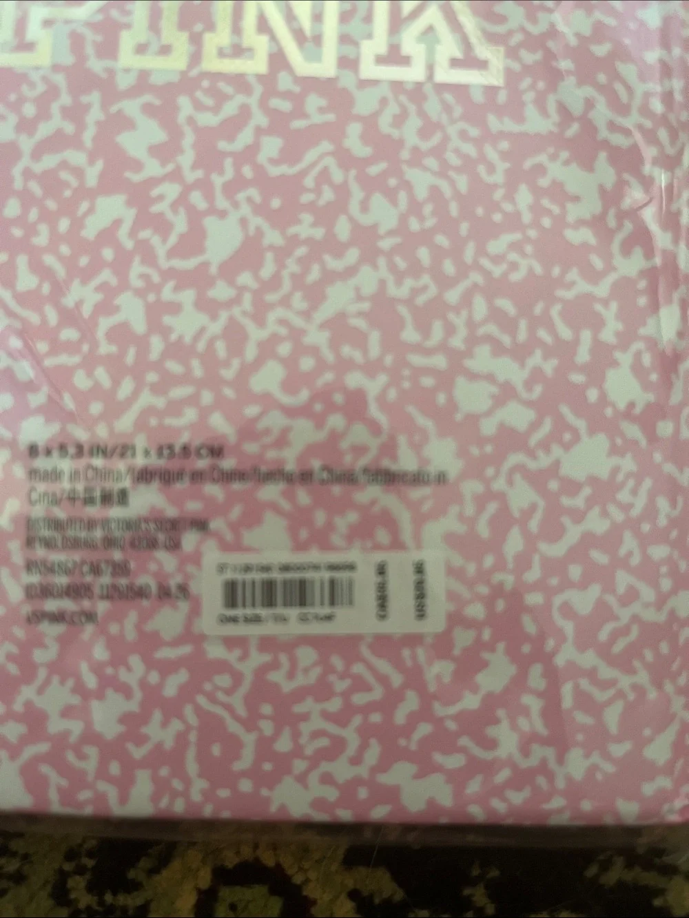 PINK Victoria's Secret Hot Pink Feather Pen & Pink Composition Notebook Set